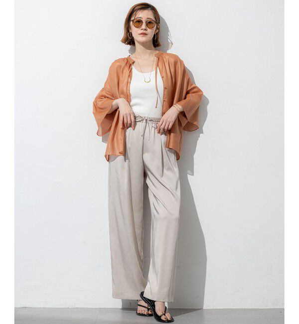 23区「【Oggi9月号掲載/撥水加工】スムースサテン タック ワイド パンツ」|その他|