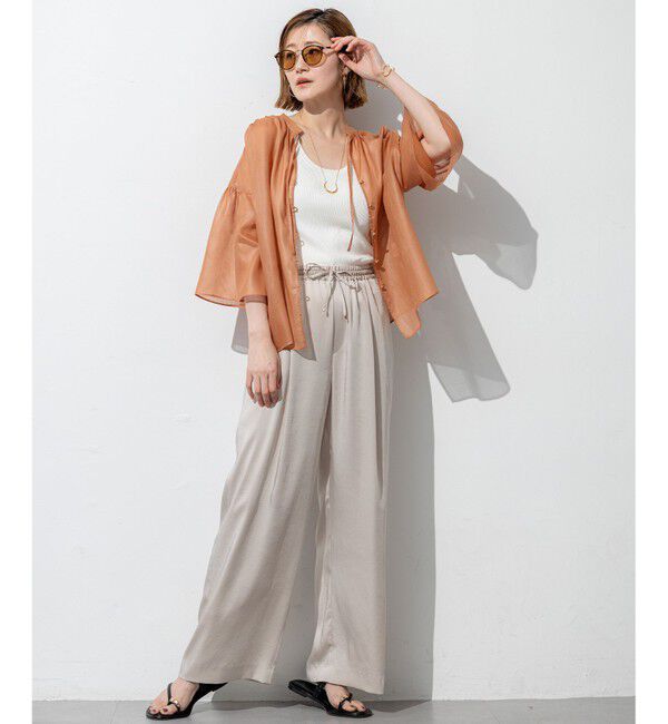 23区「【Oggi9月号掲載/撥水加工】スムースサテン タック ワイド パンツ」|その他|