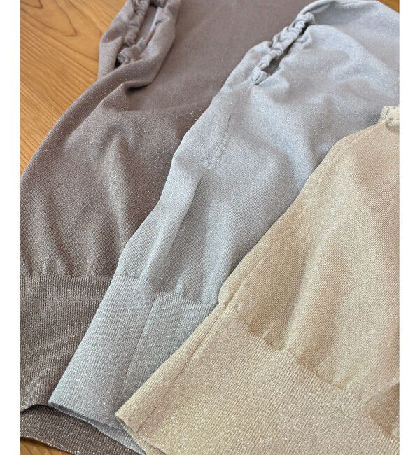 23区「【洗える】クリスピーシアールレックス ギャザースリーブ ラメ ニット」|ニット・セーター|