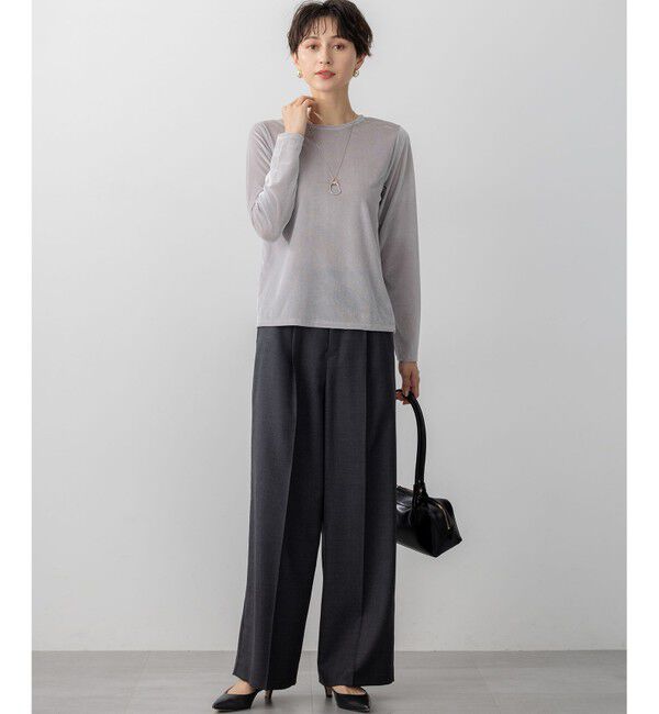 23区「【洗える】シアーベロア ロングスリーブ Tシャツ」|Tシャツ・カットソー|