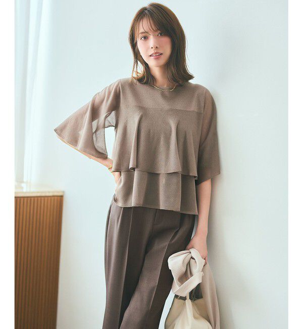 ANY SIS「【洗える】フリルシアー ニット」|ニット・セーター|モカ