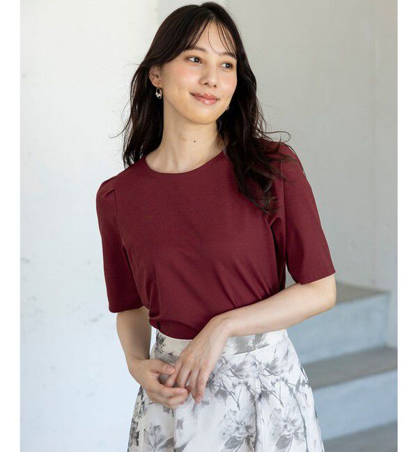 ANY SIS「【接触冷感・UVカット・洗える】ハイストレッチスムースタックスリーブ カットソー」|Tシャツ・カットソー|ボルドー