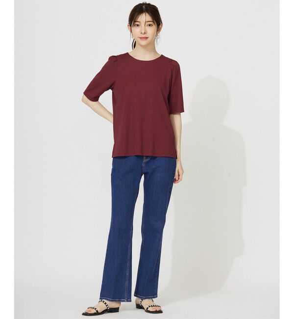 ANY SIS「【接触冷感・UVカット・洗える】ハイストレッチスムースタックスリーブ カットソー」|Tシャツ・カットソー|