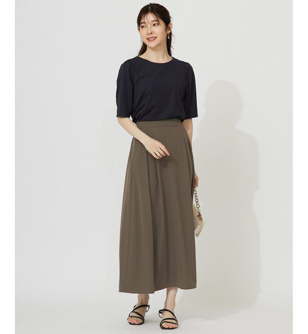 ANY SIS「【接触冷感・UVカット・洗える】ハイストレッチスムースタックスリーブ カットソー」|Tシャツ・カットソー|