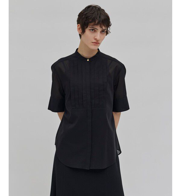 BEIGE,「【洗える】BAC / バンドカラーブラウス」|シャツ・ブラウス|Black