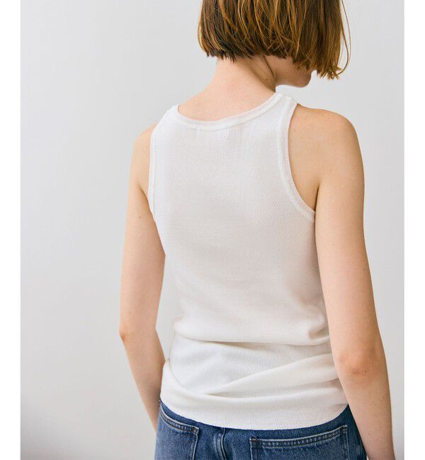 BEIGE,「【BEIGE,ecru/WEB限定・洗える】RIB TOPS /  コットンシルクアメリカンスリーブトップス」|タンクトップ|