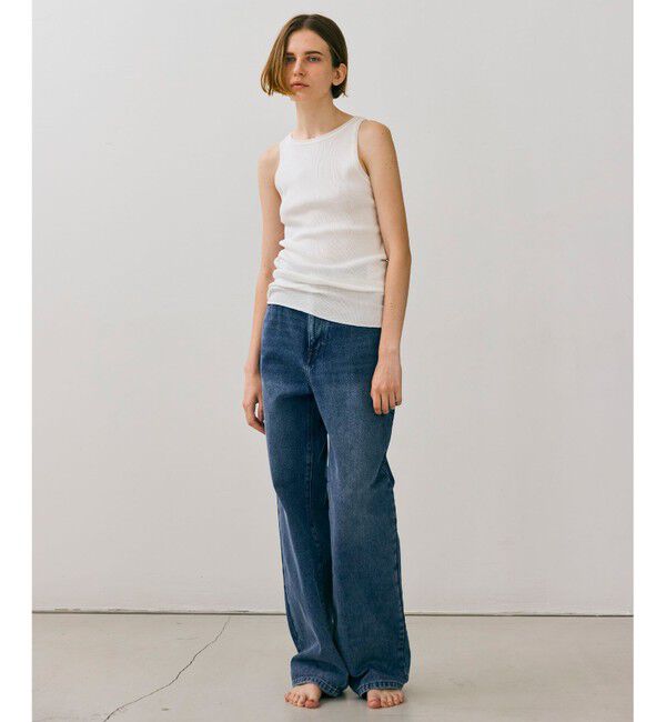 BEIGE,「【BEIGE,ecru/WEB限定・洗える】RIB TOPS /  コットンシルクアメリカンスリーブトップス」|タンクトップ|