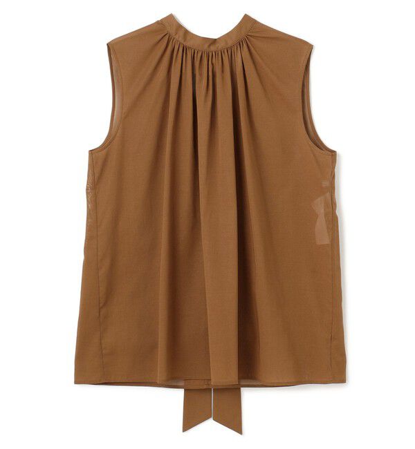 BEIGE,「【洗える】BAC / コットンバックボウタイノースリーブブラウス」|シャツ・ブラウス|