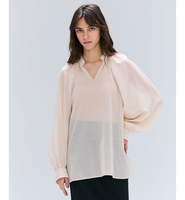 BEIGE,「【洗える】MOYE / シアーウールパフスリーブブラウス」|シャツ・ブラウス|Ecru