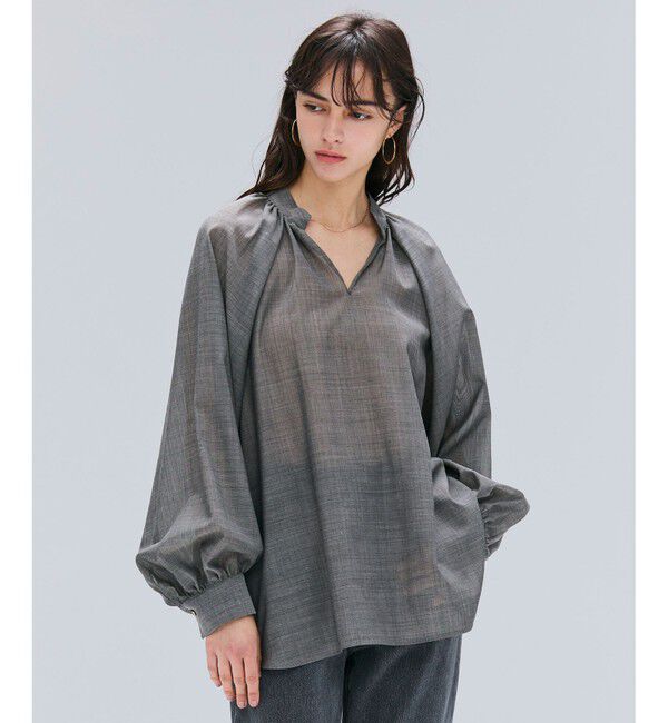 BEIGE,「【洗える】MOYE / シアーウールパフスリーブブラウス」|シャツ・ブラウス|Charcoal