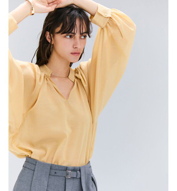 BEIGE,「【洗える】MOYE / シアーウールパフスリーブブラウス」|シャツ・ブラウス|