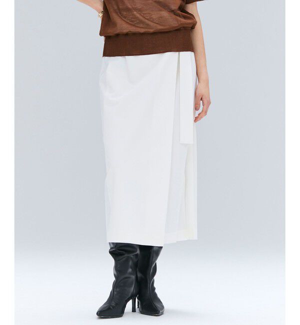 BEIGE,「【セットアップ対応・洗える・BAILA 11月号掲載】ZEPHYR / ウールライクアシンメトリープリーツスカート」|スカート|Ecru