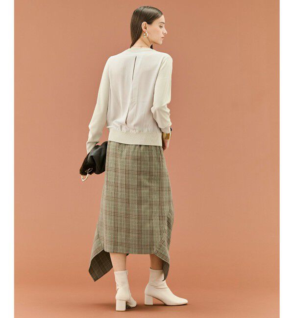 BEIGE,「【WEB限定・洗える】LECERF / 異素材バックシアーストレッチニット」|ニット・セーター|