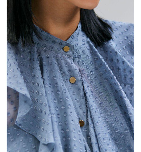 BEIGE,「CALLERRY / シルク混ドットラッフルブラウス」|シャツ・ブラウス|