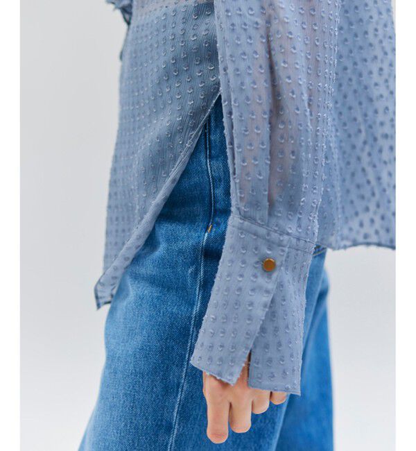 BEIGE,「CALLERRY / シルク混ドットラッフルブラウス」|シャツ・ブラウス|