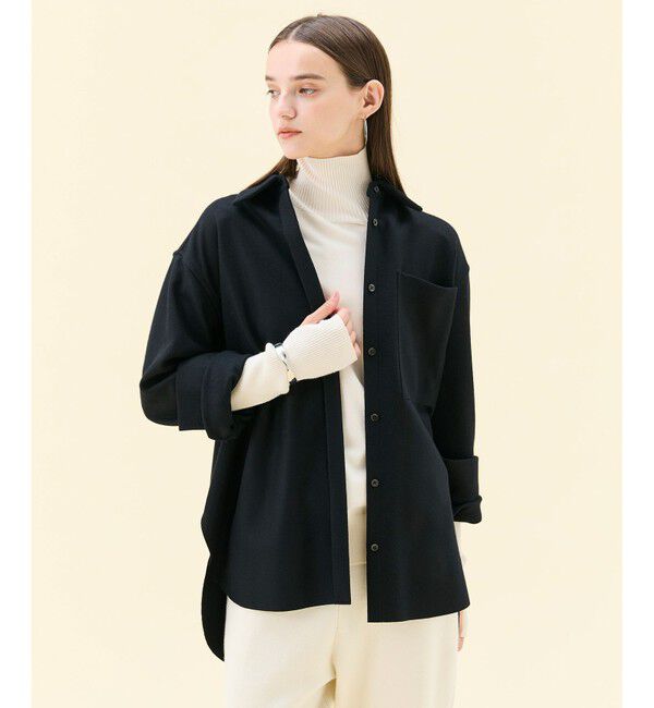 BEIGE,「【Oggi掲載】MONTAIGNE / ウールオーバーサイズシャツ」|シャツ・ブラウス|Black
