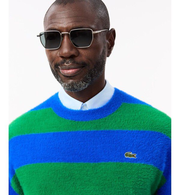 LACOSTE「ボーダーシャギーニットセーター」|ニット・セーター|