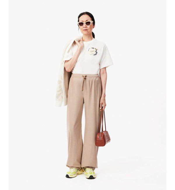 LACOSTE「フランネルワイドドレープトラウザー / ワイドテーパードパンツ」|チノ|