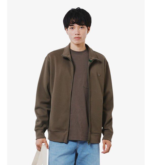 LACOSTE「鹿の子ダブルジップ ハイネック ドライバーズニット」|カーディガン|ダークブラウン