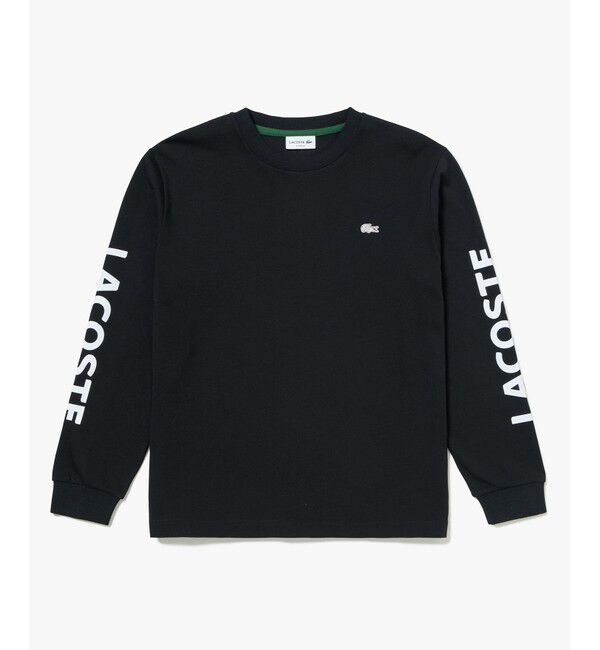 LACOSTE「ヘビーウェイト スリーブプリント ロングリブスリーブTシャツ」|Tシャツ・カットソー|