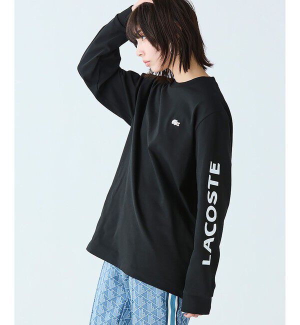 LACOSTE「ヘビーウェイト スリーブプリント ロングリブスリーブTシャツ」|Tシャツ・カットソー|