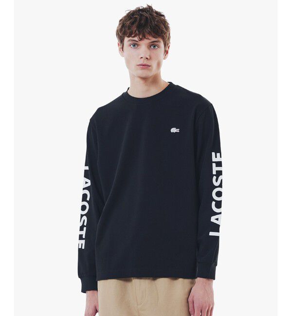 LACOSTE「ヘビーウェイト スリーブプリント ロングリブスリーブTシャツ」|Tシャツ・カットソー|