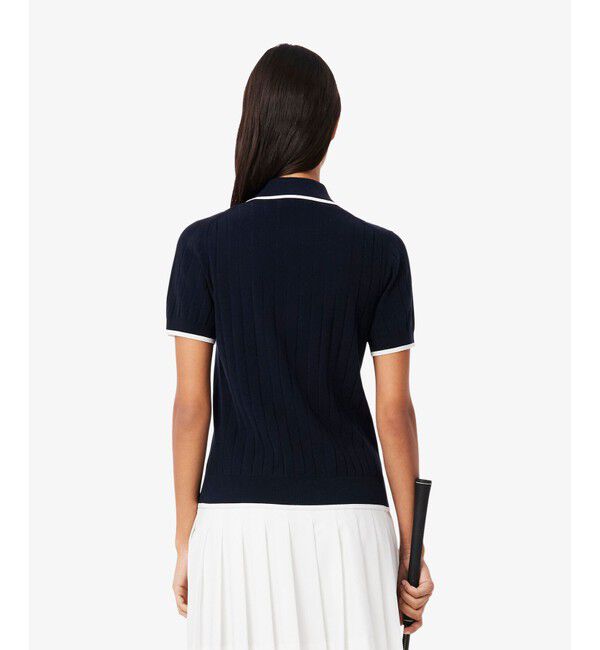 LACOSTE「メッシュ切り替え エッジ配色ゴルフニットポロシャツ」|ニット・セーター|
