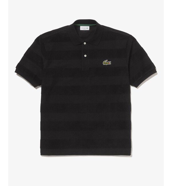 LACOSTE「パイル地切り替え同色ボーダーポロシャツ」|ポロシャツ|