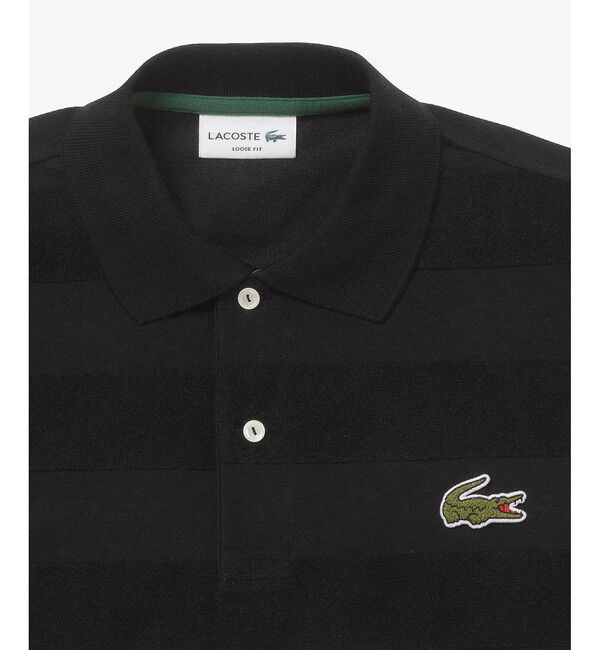 LACOSTE「パイル地切り替え同色ボーダーポロシャツ」|ポロシャツ|