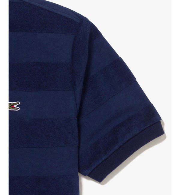 LACOSTE「パイル地切り替え同色ボーダーポロシャツ」|ポロシャツ|