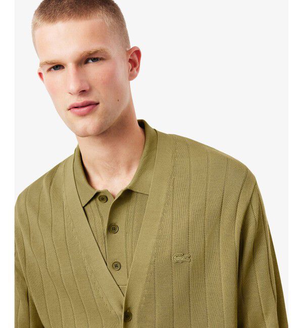 LACOSTE「ハイゲージリブニットカーディガン」|カーディガン|