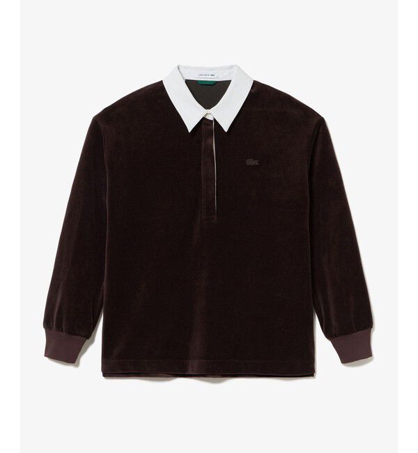 LACOSTE「ルーズシルエット サイドスリット ベロアポロシャツ」|ポロシャツ|