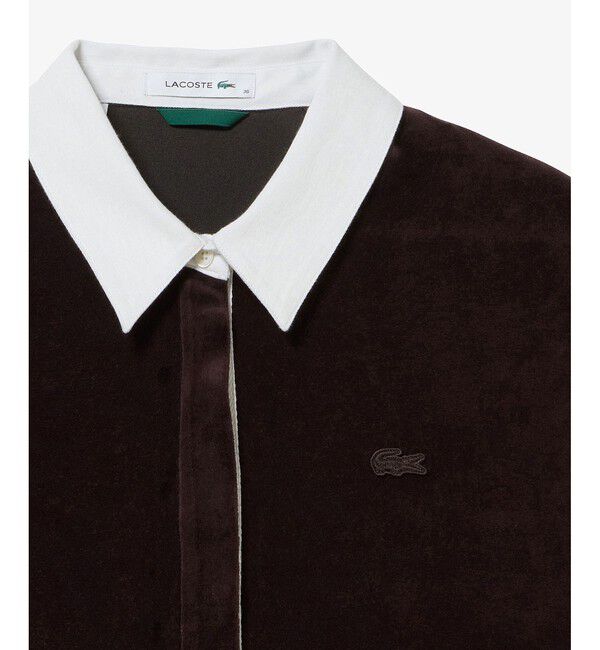 LACOSTE「ルーズシルエット サイドスリット ベロアポロシャツ」|ポロシャツ|