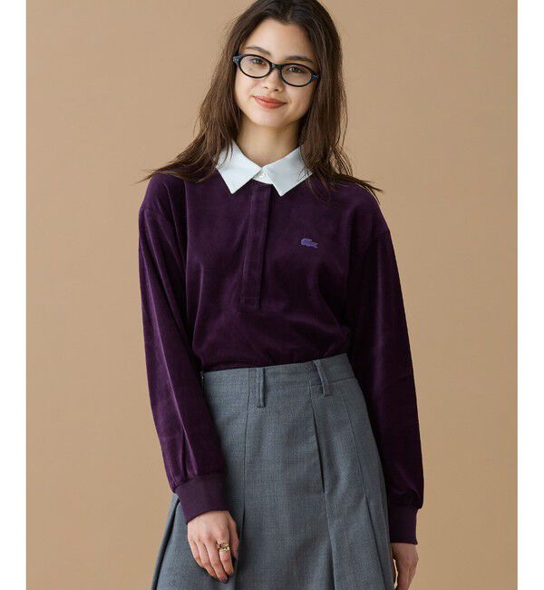 LACOSTE「ルーズシルエット サイドスリット ベロアポロシャツ」|ポロシャツ|