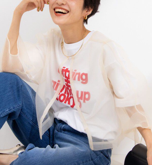 Rie Miller「ランタンスリーブシアー2WAYブラウス」|シャツ・ブラウス|エクリュ