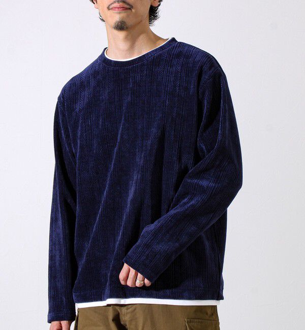 GLOSTER「【上品な光沢感】シェニールフェイクレイヤードカットソー」|Tシャツ・カットソー|