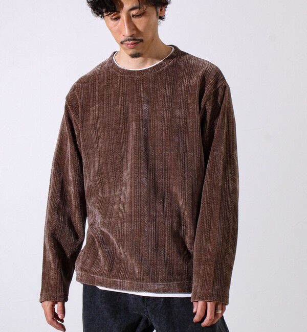 GLOSTER「【上品な光沢感】シェニールフェイクレイヤードカットソー」|Tシャツ・カットソー|ブラウン