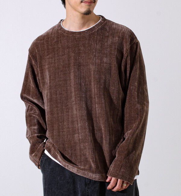 GLOSTER「【上品な光沢感】シェニールフェイクレイヤードカットソー」|Tシャツ・カットソー|