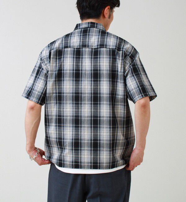 GLOSTER「【軽羽織りにおすすめ】シアーチェック 半袖ZIPシャツ」|シャツ・ブラウス|