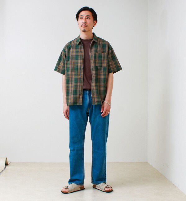 GLOSTER「【軽羽織りにおすすめ】シアーチェック 半袖ZIPシャツ」|シャツ・ブラウス|