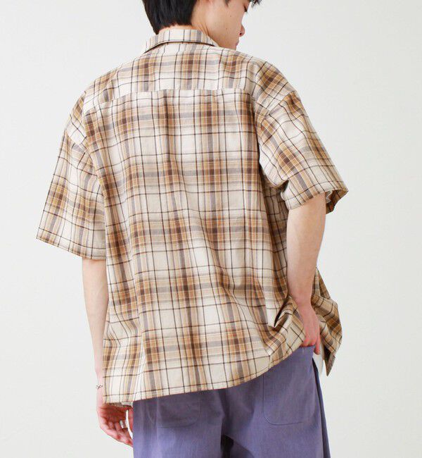 GLOSTER「【軽羽織りにおすすめ】シアーチェック 半袖ZIPシャツ」|シャツ・ブラウス|