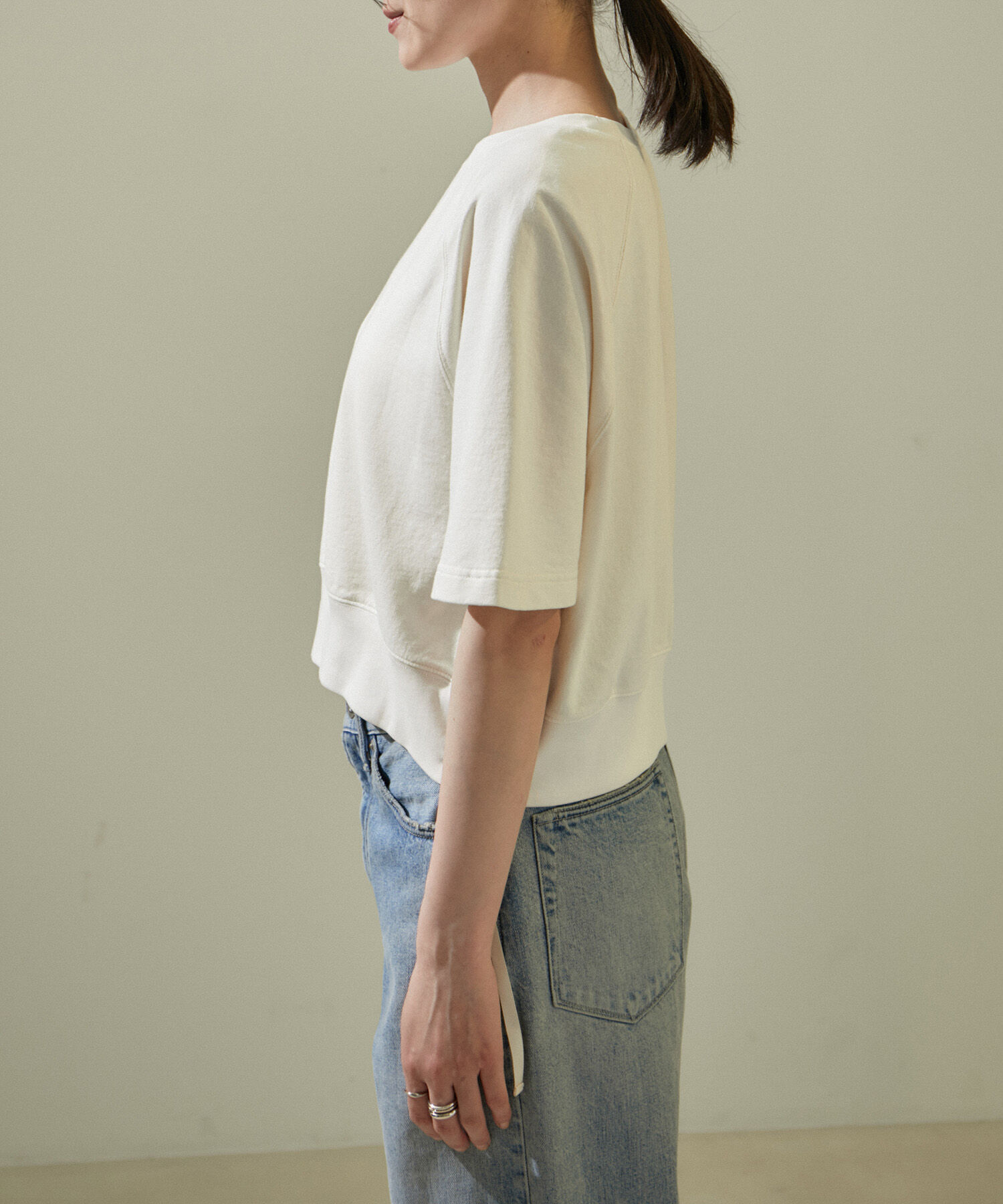 SALON adam et rope'「【WEB限定】サイドジップハーフスリーブスウェットTシャツ」|Tシャツ・カットソー|