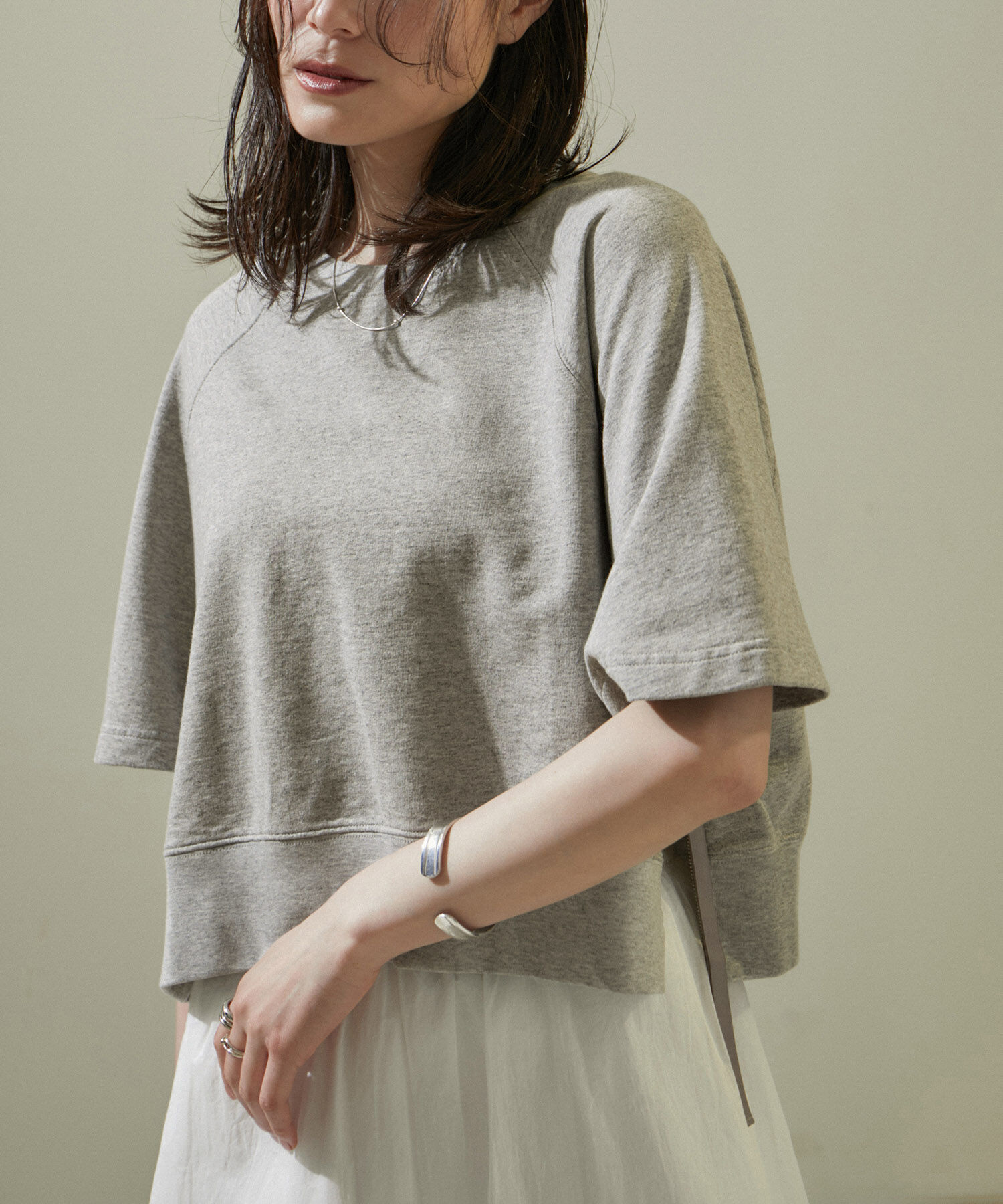 SALON adam et rope'「【WEB限定】サイドジップハーフスリーブスウェットTシャツ」|Tシャツ・カットソー|