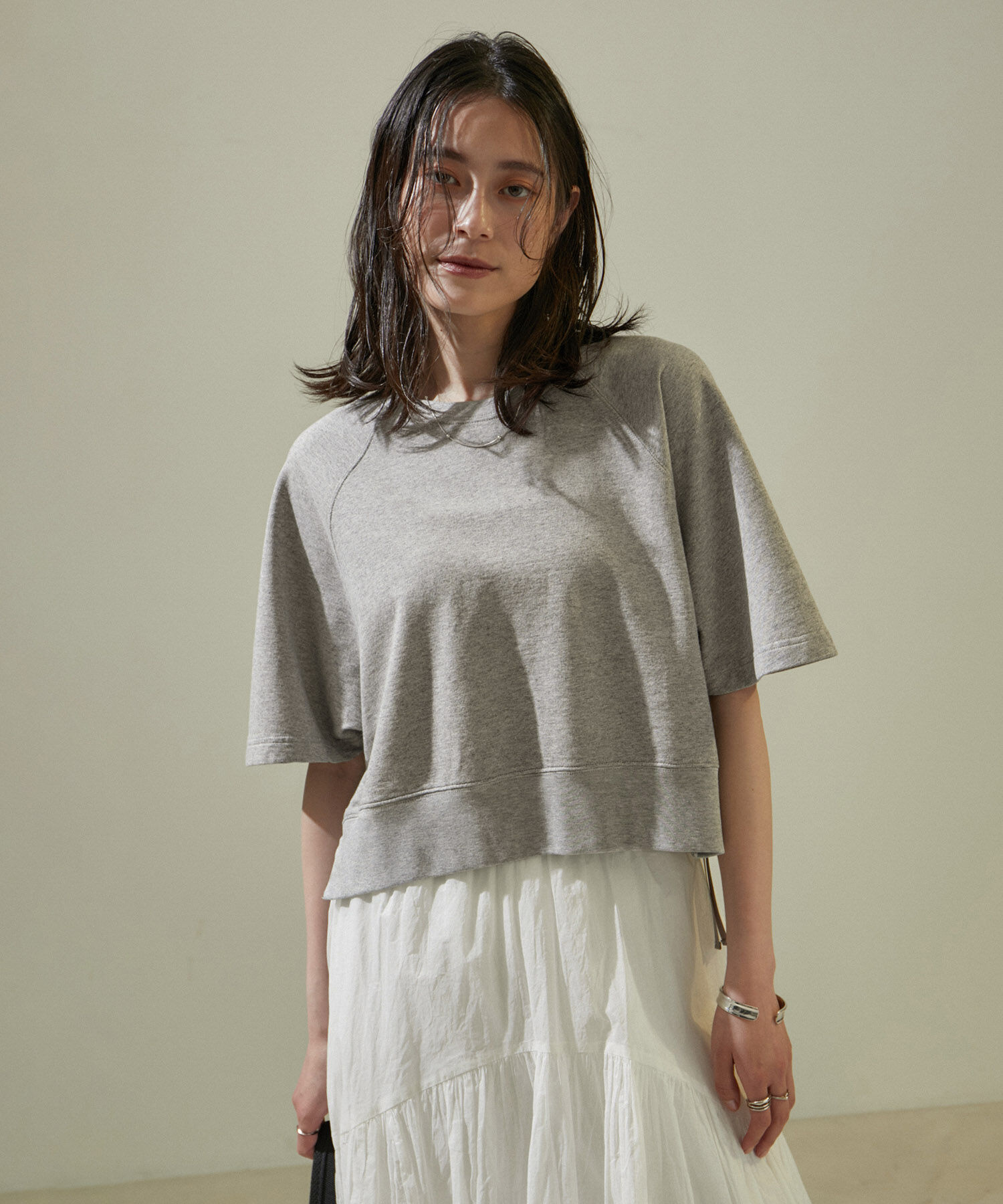 SALON adam et rope'「【WEB限定】サイドジップハーフスリーブスウェットTシャツ」|Tシャツ・カットソー|