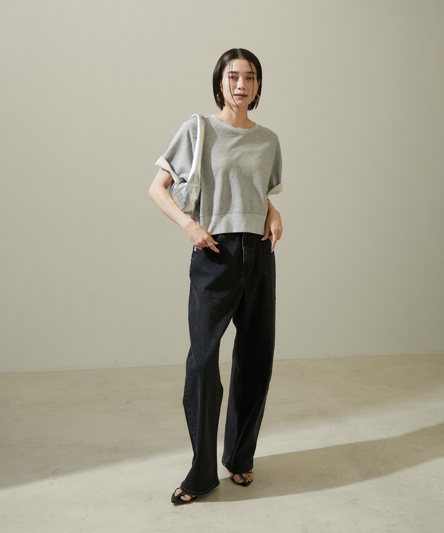 SALON adam et rope'「【WEB限定】サイドジップハーフスリーブスウェットTシャツ」|Tシャツ・カットソー|