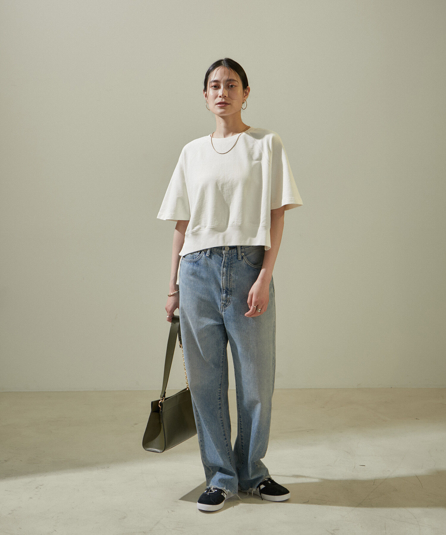 SALON adam et rope'「【WEB限定】サイドジップハーフスリーブスウェットTシャツ」|Tシャツ・カットソー|