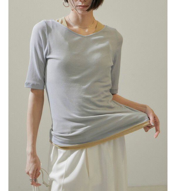 SALON adam et rope'「nu=layerジェントルVネックシアーTシャツ」|Tシャツ・カットソー|