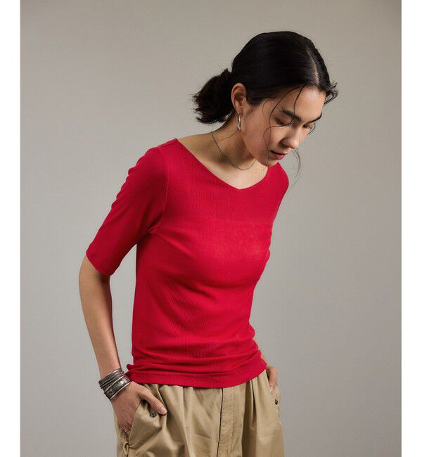 SALON adam et rope'「nu=layerジェントルVネックシアーTシャツ」|Tシャツ・カットソー|