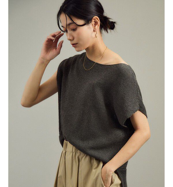 SALON adam et rope'「ペーパーヤーンフレンチスリーブプルオーバー［手洗い可/和紙素材］」|Tシャツ・カットソー|