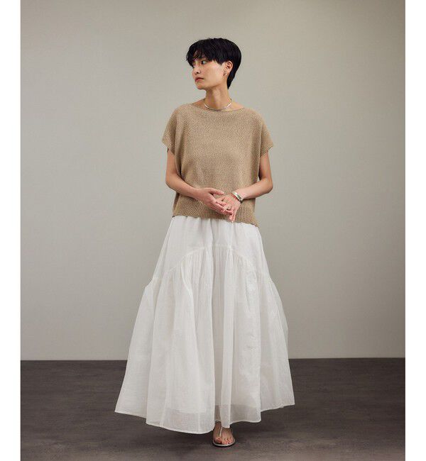 SALON adam et rope'「ペーパーヤーンフレンチスリーブプルオーバー［手洗い可/和紙素材］」|Tシャツ・カットソー|